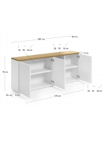 AYAGO 180x36 Sideboard aus Eichenfurnier und weißem Lack