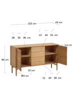 LANIA 155x45 sideboard in solid natural oak wood design home living