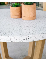 ALESSANDRIA table blanche pour intérieur ou extérieur plateau en pierre fixe
