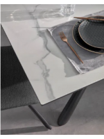 AKARON table 160 extendable 210 cm with top in ceramic glass and legs in painted metal with designer furniture