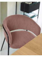 BIANCA in velluto a coste scelta colore sedia con braccioli con struttura in metallo nero design casa poltroncina