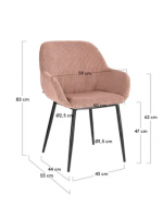 AXAR elección de color en pana silla con reposabrazos estructura en metal negro design home sillón