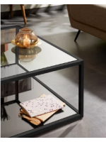 HILL square table 80 x 80 black transparent glass structure