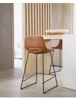 ISEO 76 o 65 cm color choice in eco-leather and legs in black metal design stool