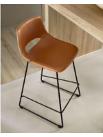 ISEO 76 o 65 cm color choice in eco-leather and legs in black metal design stool