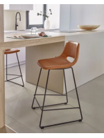 ISEO 76 o 65 cm color choice in eco-leather and legs in black metal design stool