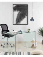BURANO mesa escritorio 125x70 en cristal templado transparente