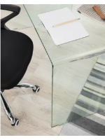 BURANO tavolo scrivania 125x70 in vetro cristallo temperato trasparente