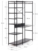 LIBERA 120x182 cm open bookcase or wardrobe in black metal