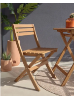 ROGER conjunto plegable mesa y 2 sillas en madera maciza de acacia para terrazas de jardín residencia hotel chalet