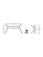 METROPOLIS BASE TABLE L pour plateau 180x90 cm structure en acier pour plateau en verre ou bois ou quartz ou stratifié
