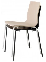 ALICE WOOD 4 legs frame in chromed or painted steel chair in natural wood or wenge 'home or contract