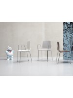 ALICE con braccioli struttura a 4 gambe in acciaio cromato sedia in tecnopolimero scelta colore casa o contract