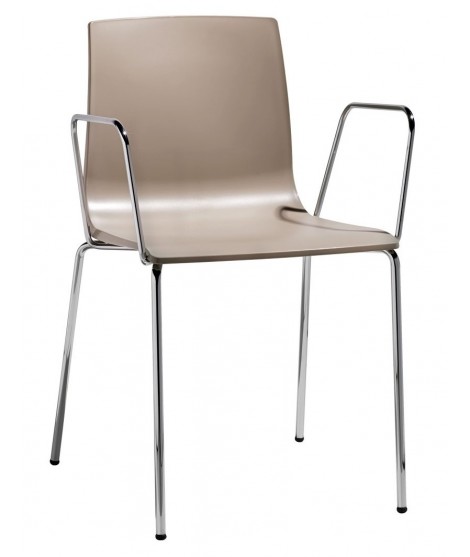 ALICE with armrests 4 legged structure in chromed steel chair in technopolymer choice of color for home or contract