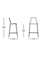 ZEBRA POP h altura del asiento de 80 cm en cuero natural o tela o cuero ecológico color y patas opcionales