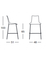 ZEBRA assise en technopolymère h 65 cm structure chromée tabouret en technopolymère au choix pour bar ou maison