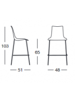 ZEBRA technopolymer seat h 65 cm chromed frame technopolymer stool color choice for bar or home