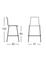 ALICE 65 cm altezza seduta  sgabello in tecnopolimero scelta colore e struttura in acciaio cromato impilabile