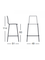 ALICE cm 80 altezza seduta sgabello in tecnopolimero scelta colore e struttura in acciaio cromato impilabile