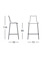ZEBRA Feste Höhe 80 cm Stahl Schock Hocker in verschiedenen Farben