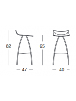 DIABLITO 65 cm Sitzhöhe Gestell aus verchromtem Stahl und Schale aus Technopolymer verschiedene Farben für Küche oder Bar