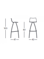 DAY 82 cm seat height structure in chromed steel and technopolymer choice of color stool home kitchen bar