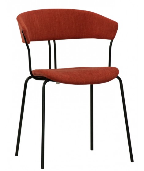 BHAIA chair with armrests in fabric choice of color and black metal structure