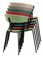 BHAIA chaise avec accoudoirs en tissu coloris au choix et structure en métal noir