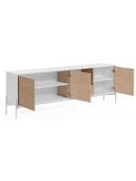 COLTORTI 207x40 sideboard in ash wood and white lacquered
