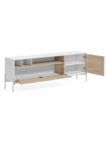 COLTORTI 187x40 TV cabinet in ash wood and white lacquered