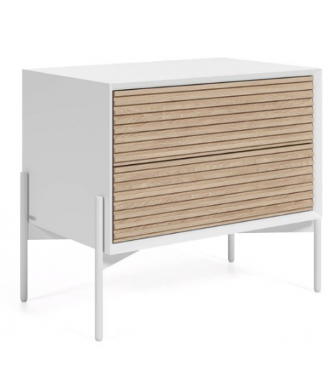 COLTORTI 64x40 cm bedside table in ash wood and white lacquered
