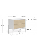 COLTORTI 64x40 cm Nachttisch aus Eschenholz und weiß lackiert