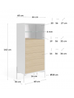 COLTORTI cómoda 64x142h cm en madera de fresno y lacado blanco