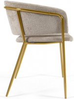 ACRON in chenille chair with armrests legs in golden metal design home armchair