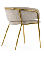 ACRON in chenille chair with armrests legs in golden metal design home armchair