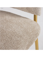 ACRON in ciniglia beige sedia con braccioli gambe in metallo dorato design casa poltroncina