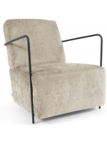 BOGOR en chenille coloris au choix et fauteuil design moderne en métal noir