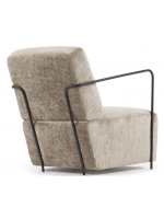 BOGOR en chenille coloris au choix et fauteuil design moderne en métal noir