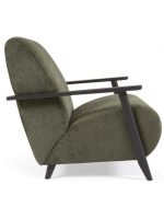 CIZAN armchair in stain chenille and in ash wood Nordic style wengé finish