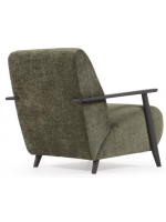 CIZAN armchair in stain chenille and in ash wood Nordic style wengé finish