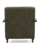 CIZAN armchair in stain chenille and in ash wood Nordic style wengé finish