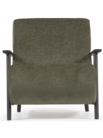 CIZAN armchair in stain chenille and in ash wood Nordic style wengé finish