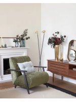 CIZAN Fauteuil en chenille et en bois de frêne finition wengé style nordique