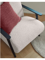 DESY in tessuto bianco effetto shearling e in legno di frassino finitura wengé poltrona design