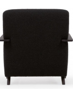 DESY fauteuil design moderne en tissu noir ou blanc effet peau de mouton et en bois de frêne finition wengé