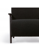 DESY fauteuil design moderne en tissu noir ou blanc effet peau de mouton et en bois de frêne finition wengé