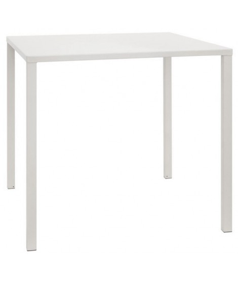 CAMAY 70x70 o 80X80 in metallo verniciato bianco o nero o tortora tavolo quadrato per esterno impilabile