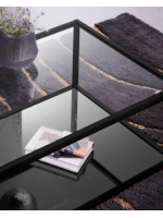 HILL 110 x 60 schwarzen Rahmen und transparentem Glas und schwarzem Glas Top rechteckiger Couchtisch