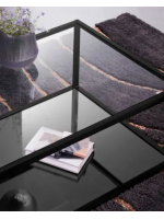 HILL 110x60 black frame and transparent glass and black glass top rectangular coffee table