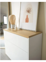 AYAGO chest of drawers 90x36 oak veneer and white lacquered with 3 drawers